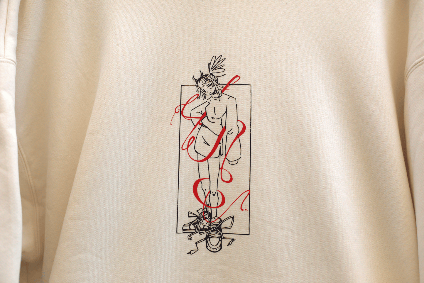Red String Hoodie - Beige